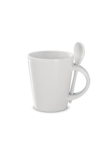 Biały kubek z łyżeczką do sublimacji